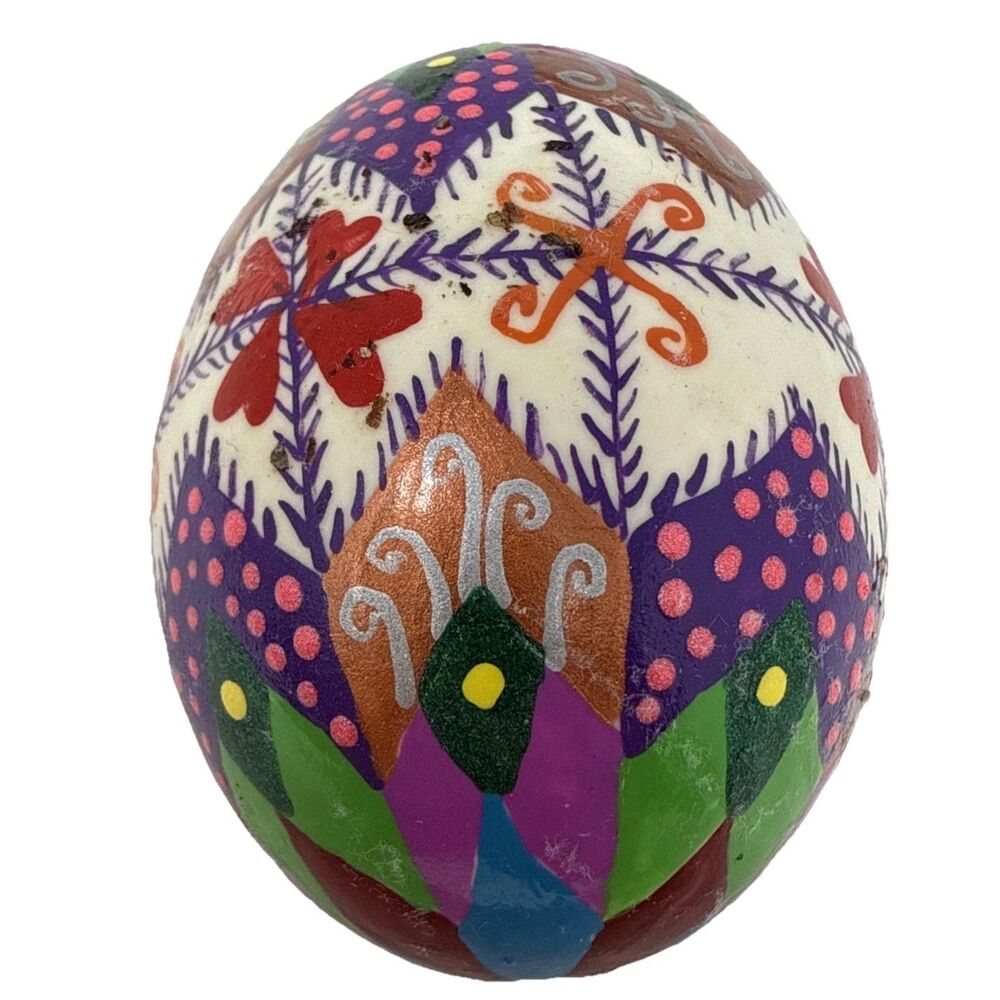 Ukrainian Pysanky Blown Easter Eggs Kistka Hand Dyed Painted Folk Art Lot of 7 - Picture 7 of 16